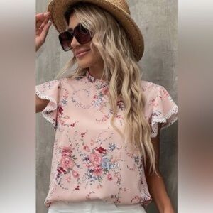 SHEIN Floral Pink Blouse Size XL